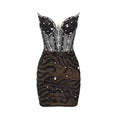 Luxury Black Crystal Mini Evening Dress
