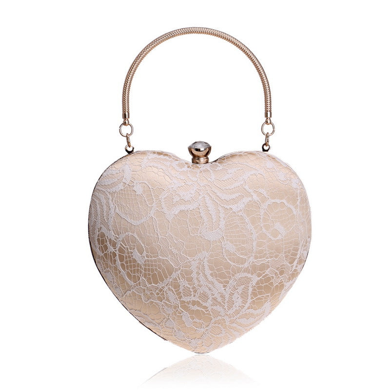 Elegant Heart Shape Lace Evening Bag