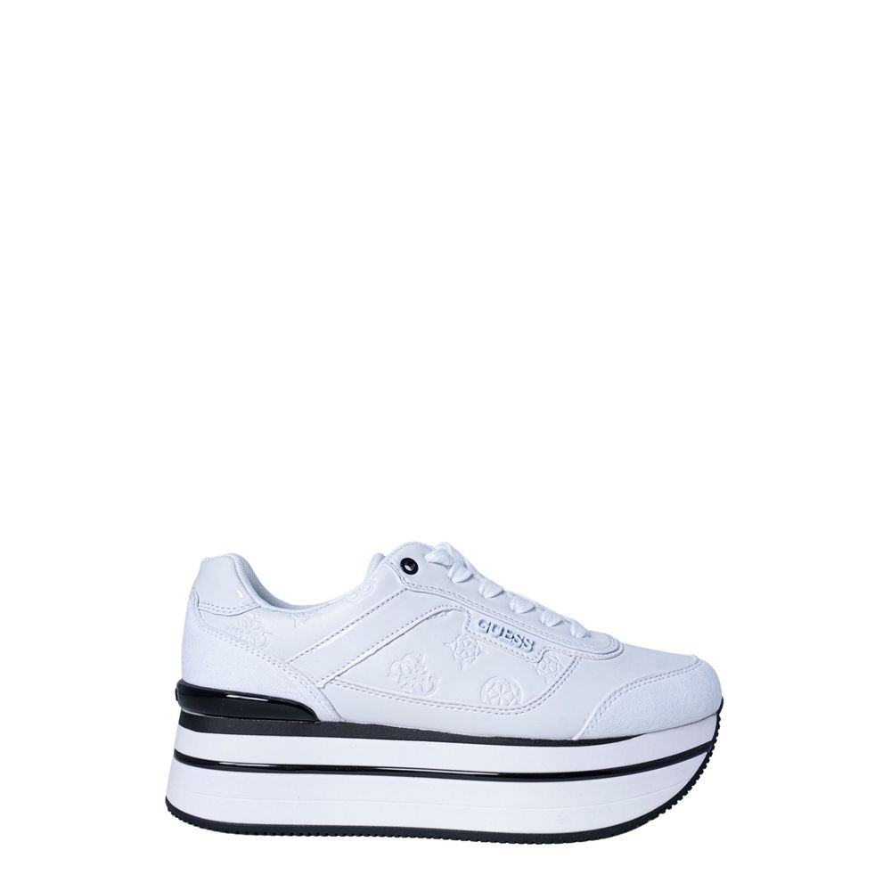 Guess Women's White Polyester Platform Sneakers