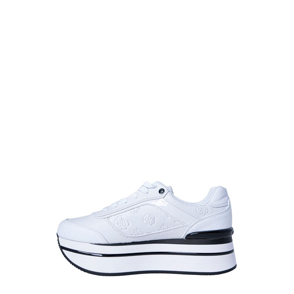 Guess Women's White Polyester Platform Sneakers