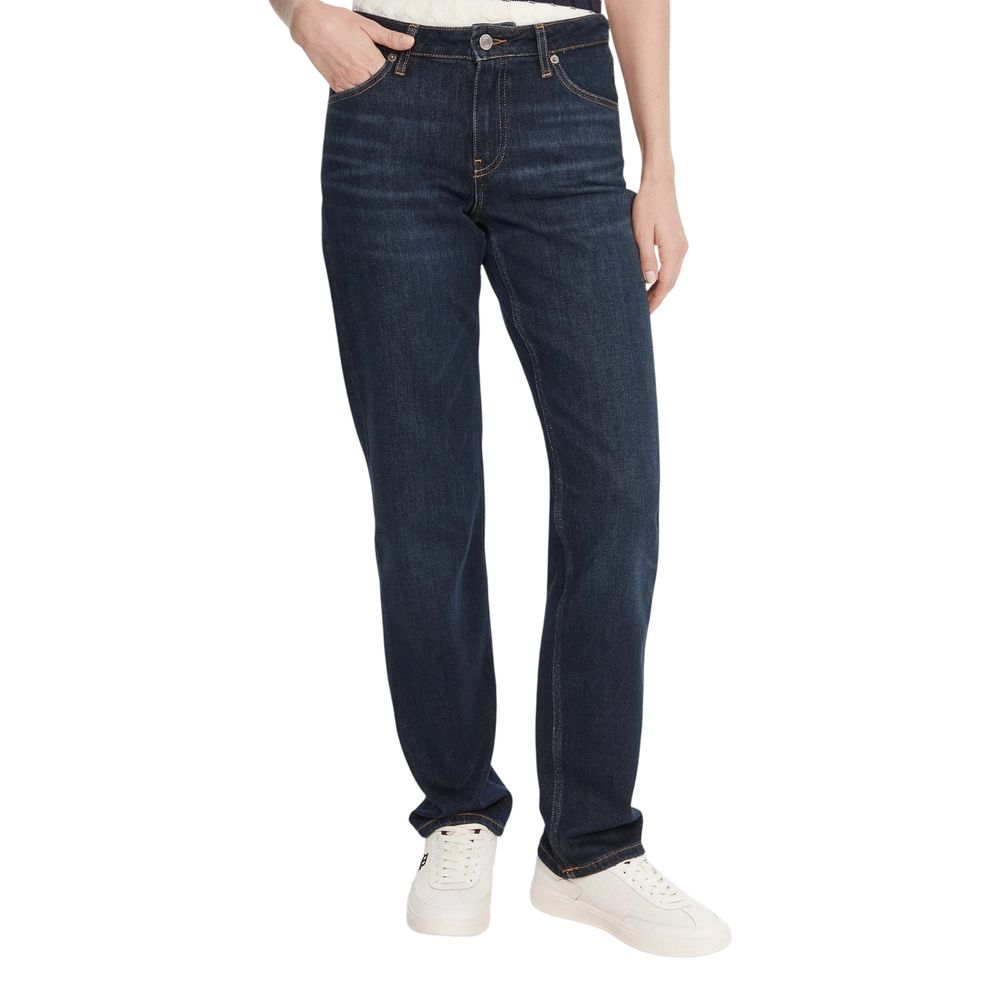 Tommy Hilfiger Women's Blue Cotton Mom Jeans