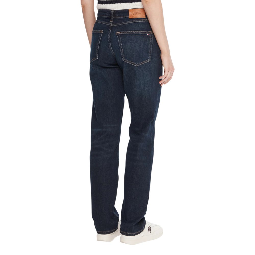 Tommy Hilfiger Women's Blue Cotton Mom Jeans