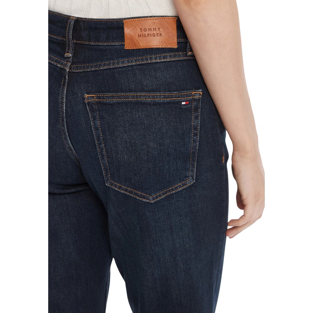 Tommy Hilfiger Women's Blue Cotton Mom Jeans