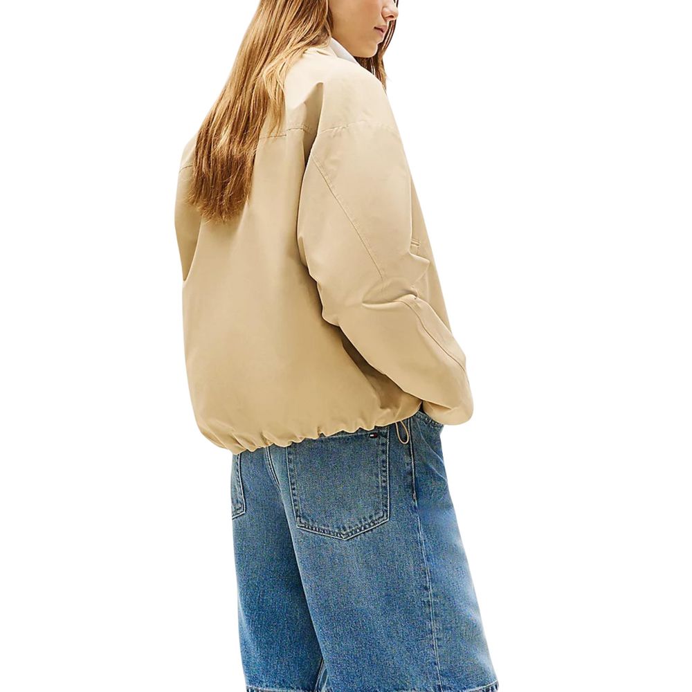 Tommy Hilfiger Women's Beige Cotton Bomber Jacket