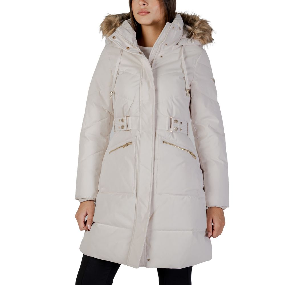 Guess Women's Cream Polyester Coat