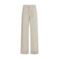Fendi FF Reverse Women's Beige Cotton Straight-Leg Jeans