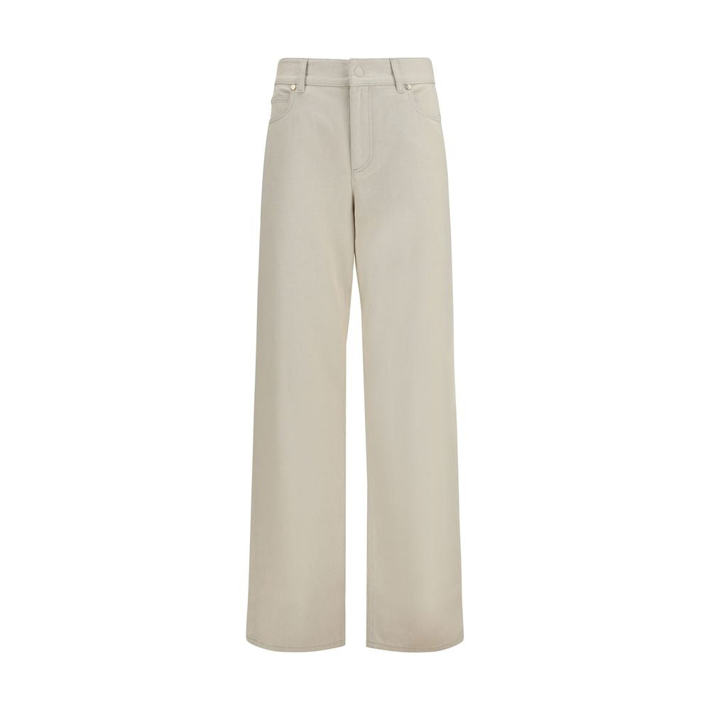 Fendi FF Reverse Women's Beige Cotton Straight-Leg Jeans