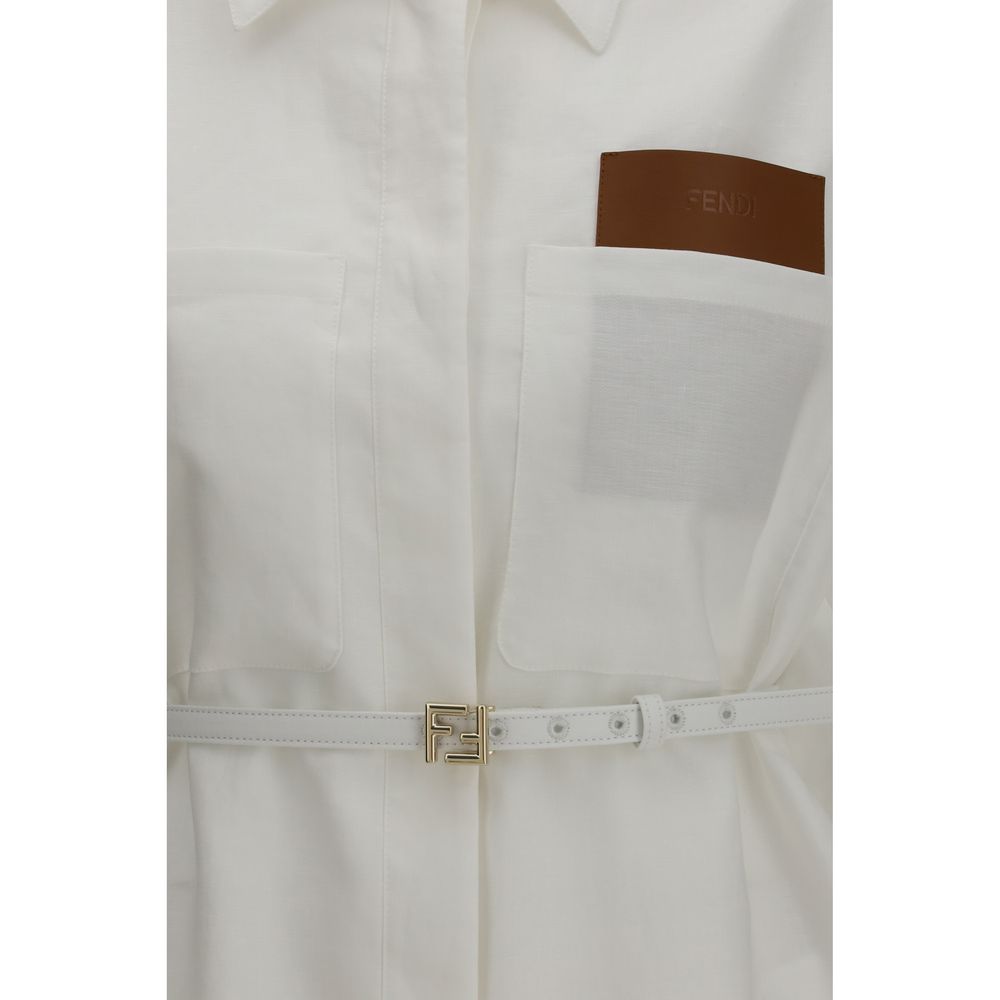 Fendi Women's White Cotton Full-Length Jacket