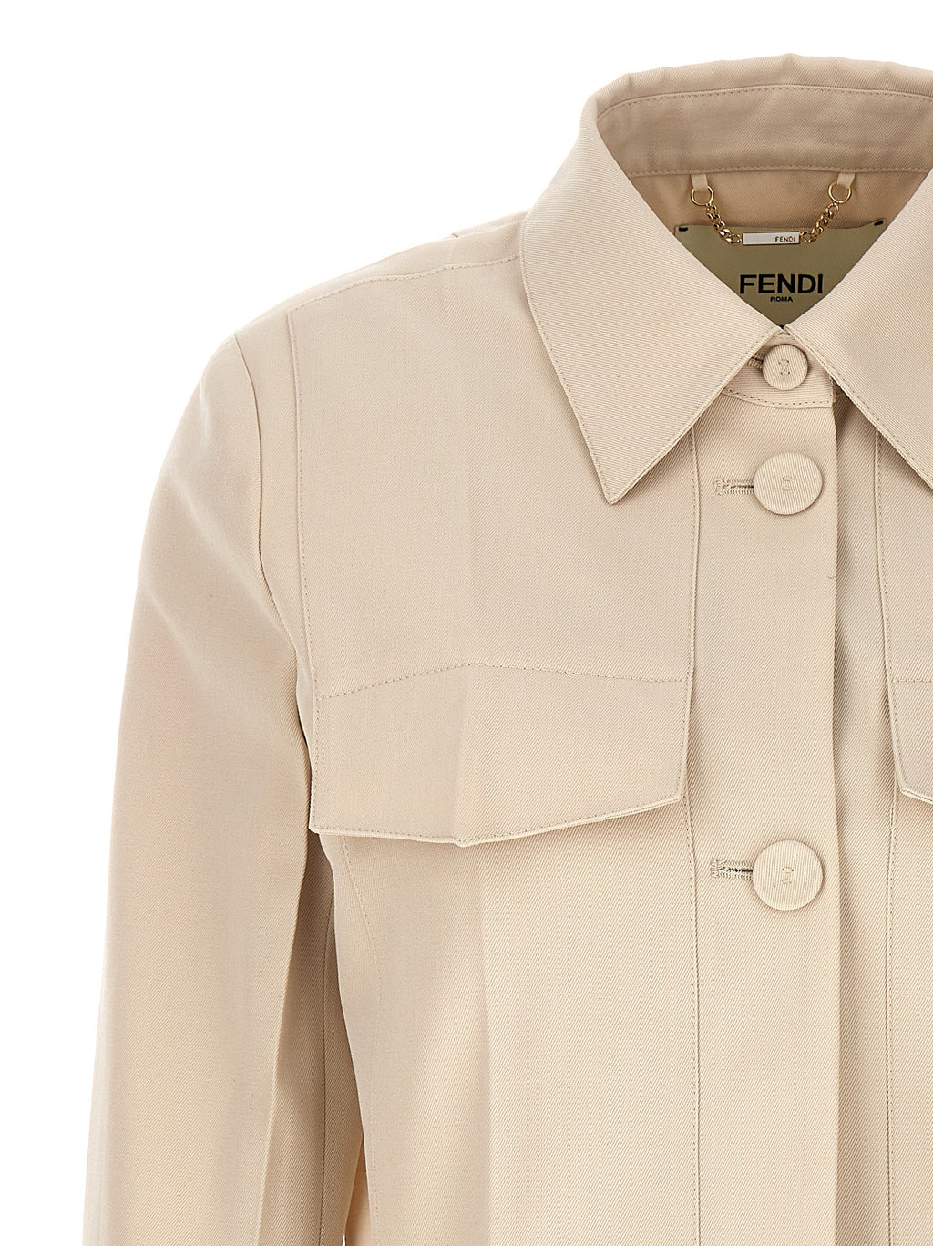Fendi Women's Beige Wool Full-Length Jacket