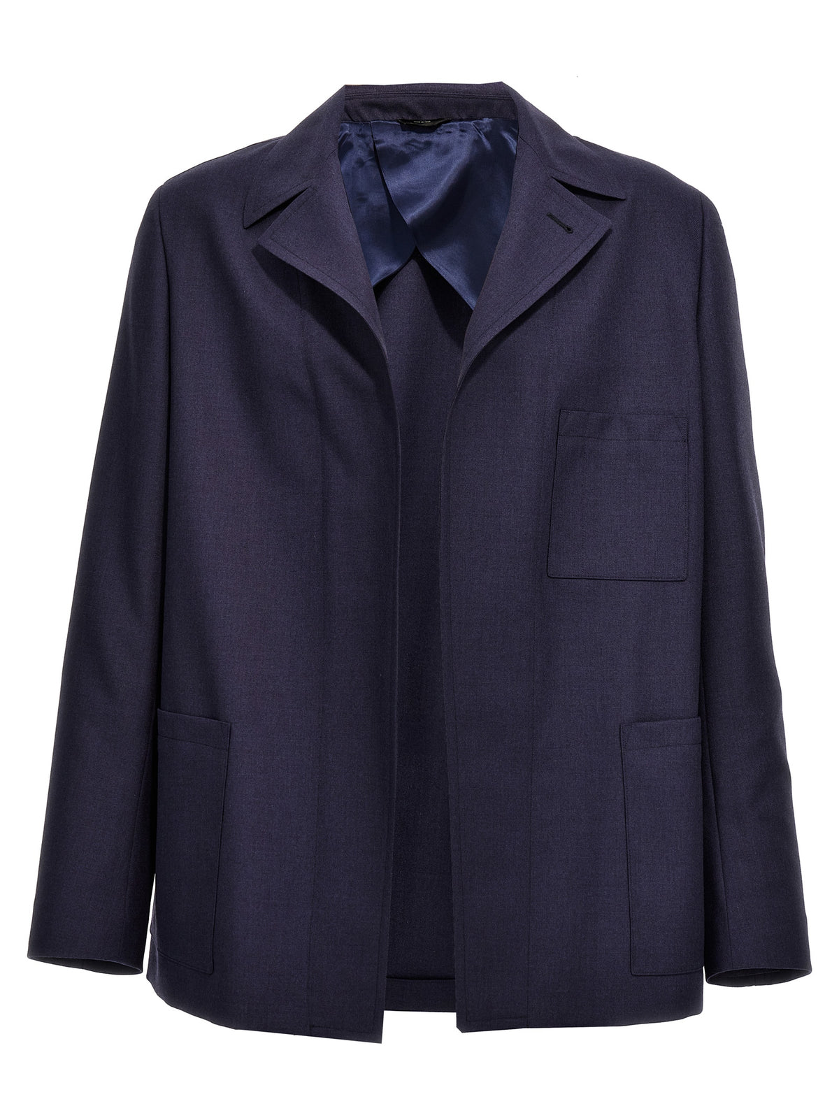 Fendi Men's Blue Wool Full-Length Jacket