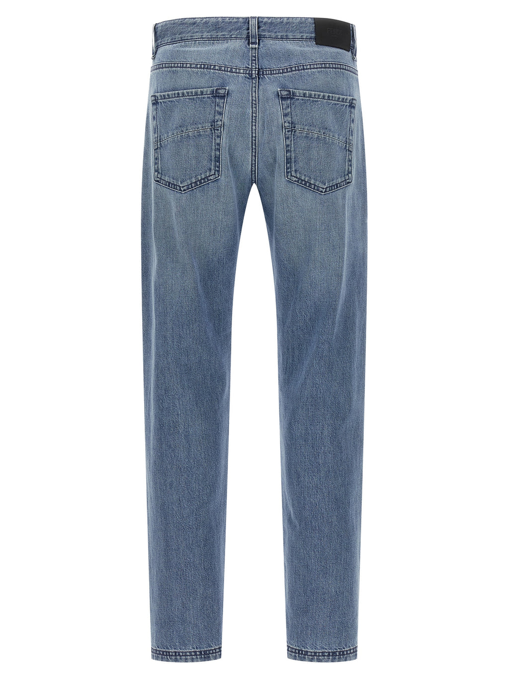 Fendi Men's Blue Cotton Straight-Leg Jeans