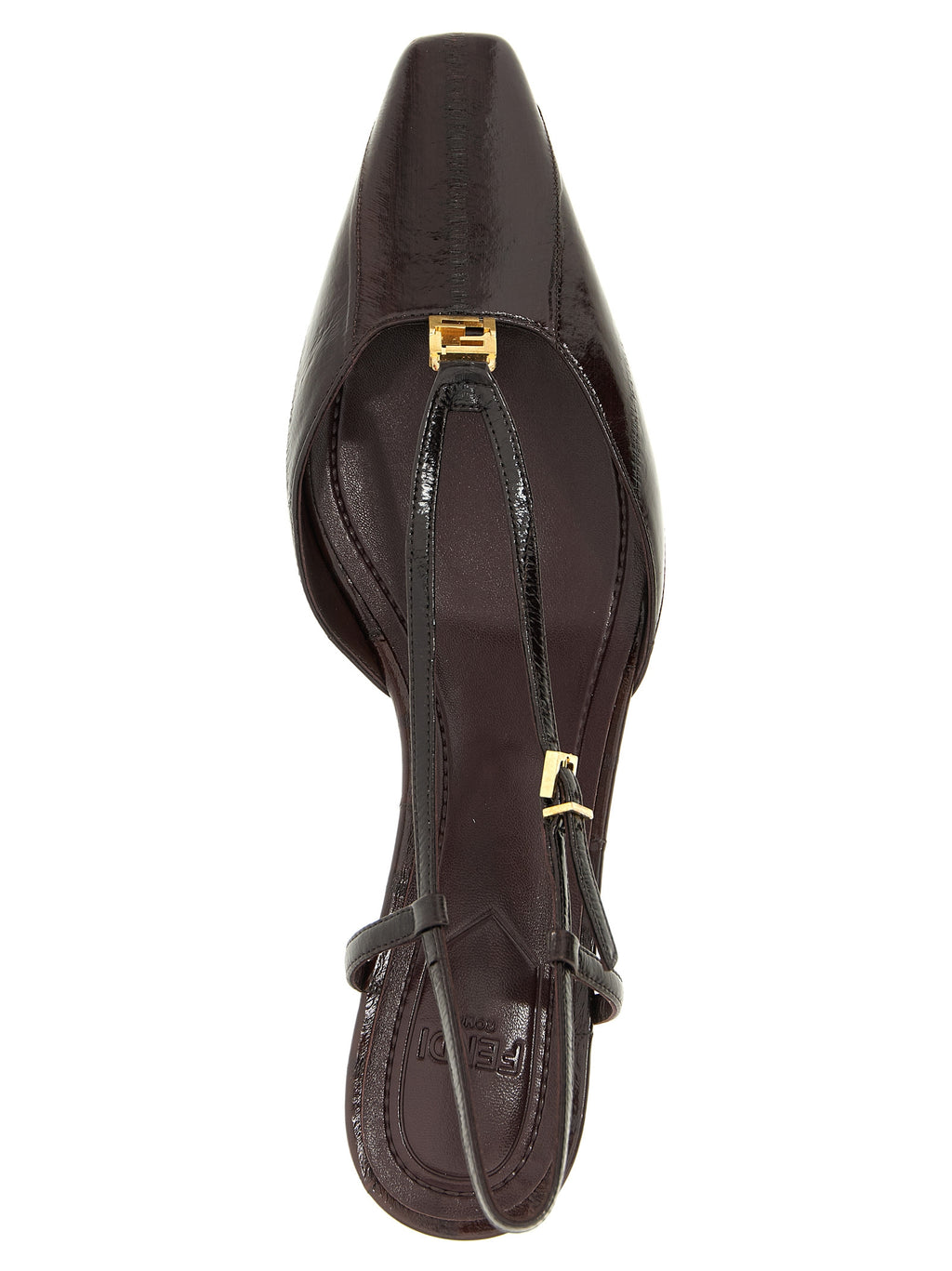 Fendi Women's Brown Lamb Leather Mid-Heel Pumps