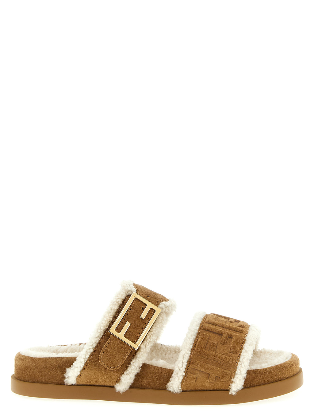 Fendi Women's Beige Calfskin Slides