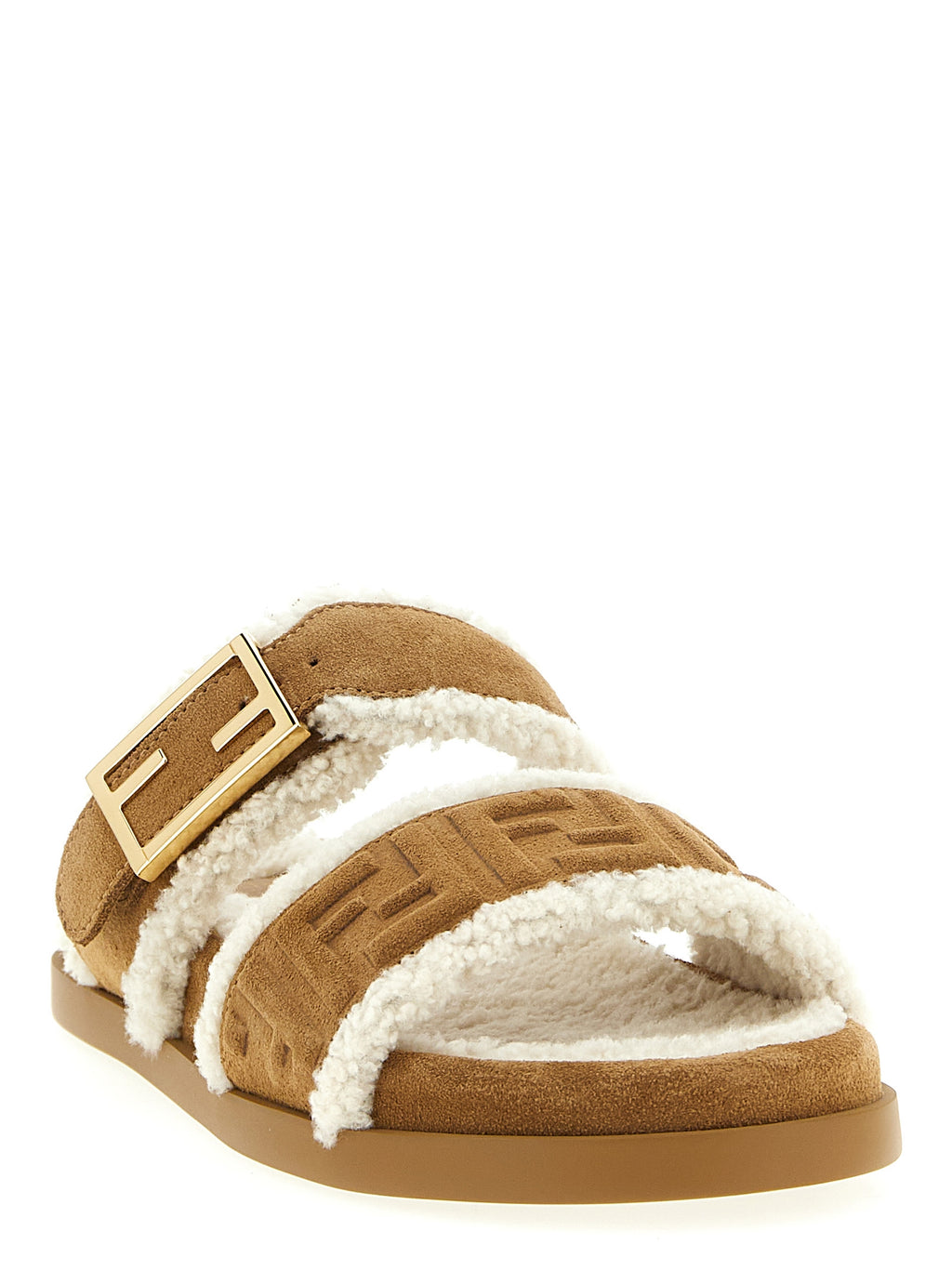 Fendi Women's Beige Calfskin Slides