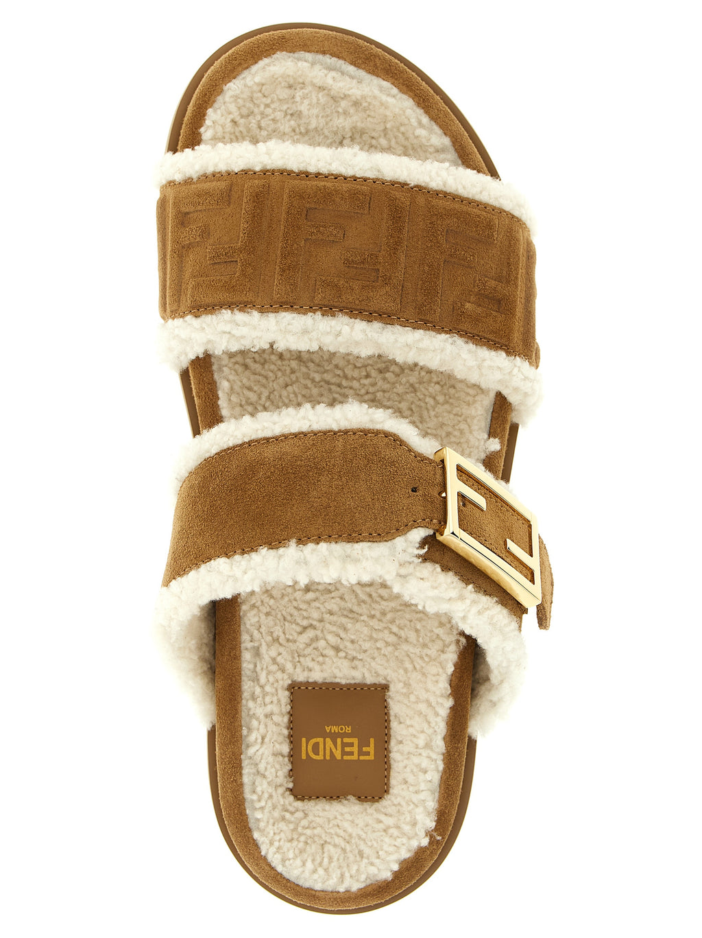 Fendi Women's Beige Calfskin Slides