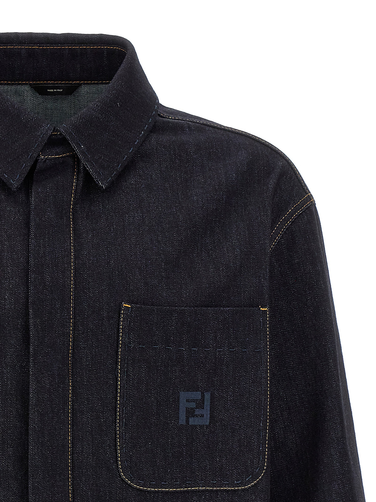 Fendi Men's Blue Cotton Denim Jacket