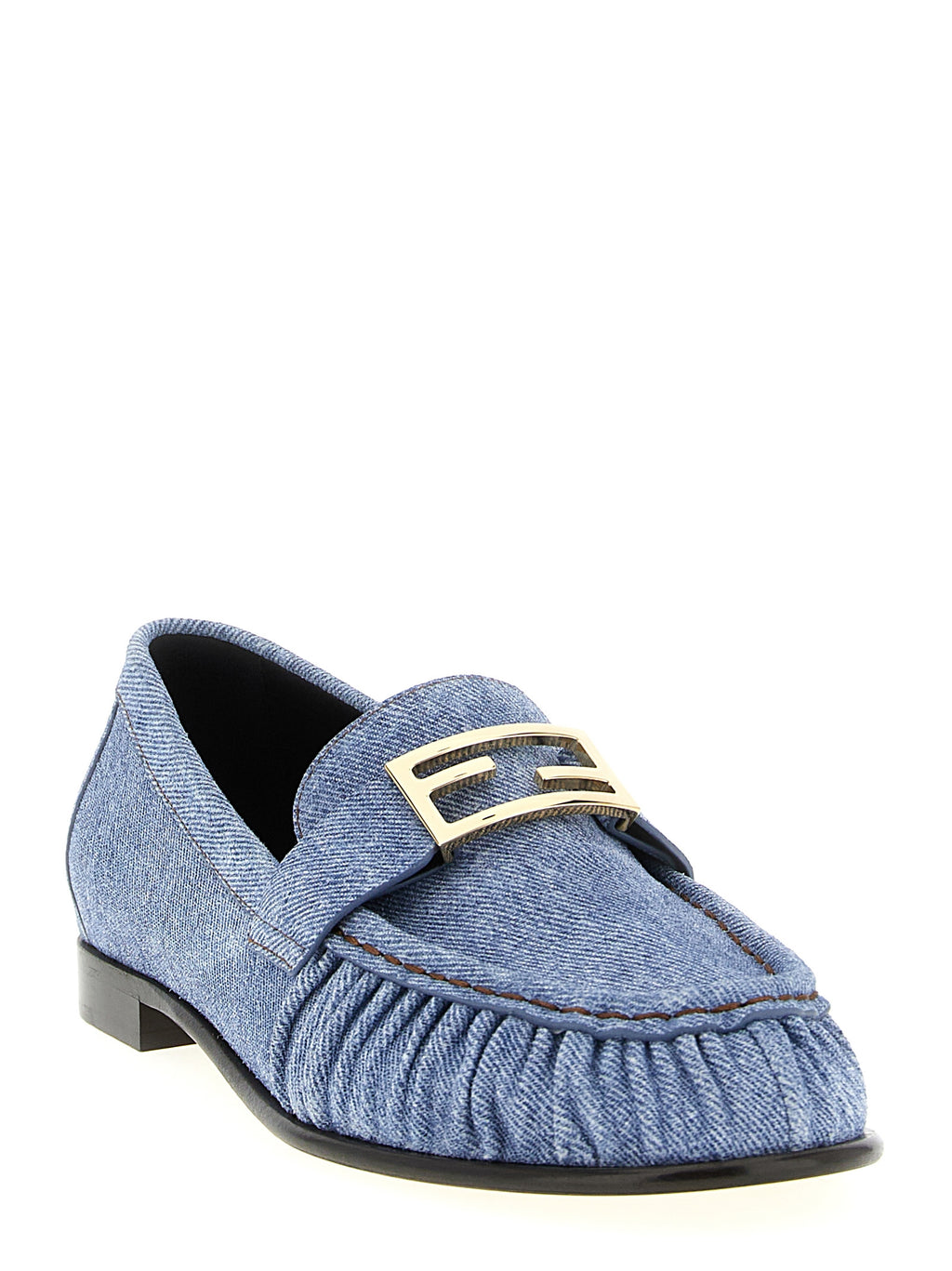 Fendi Women's Blue Calfskin Slip-On Loafers