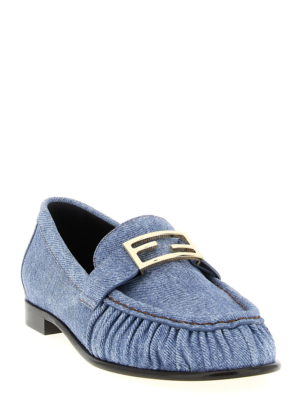 Fendi Women's Blue Calfskin Slip-On Loafers