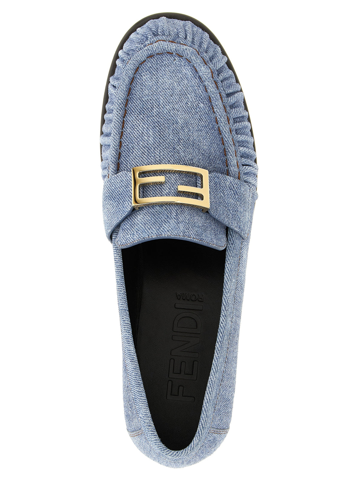 Fendi Women's Blue Calfskin Slip-On Loafers
