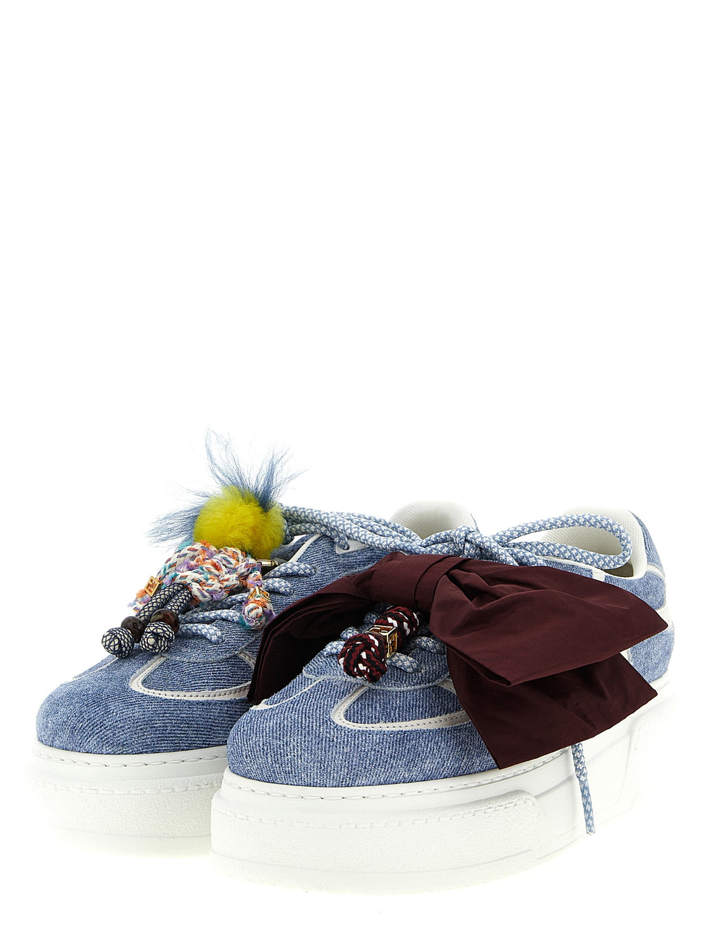 Fendi Women's Blue Calfskin Platform Sneakers