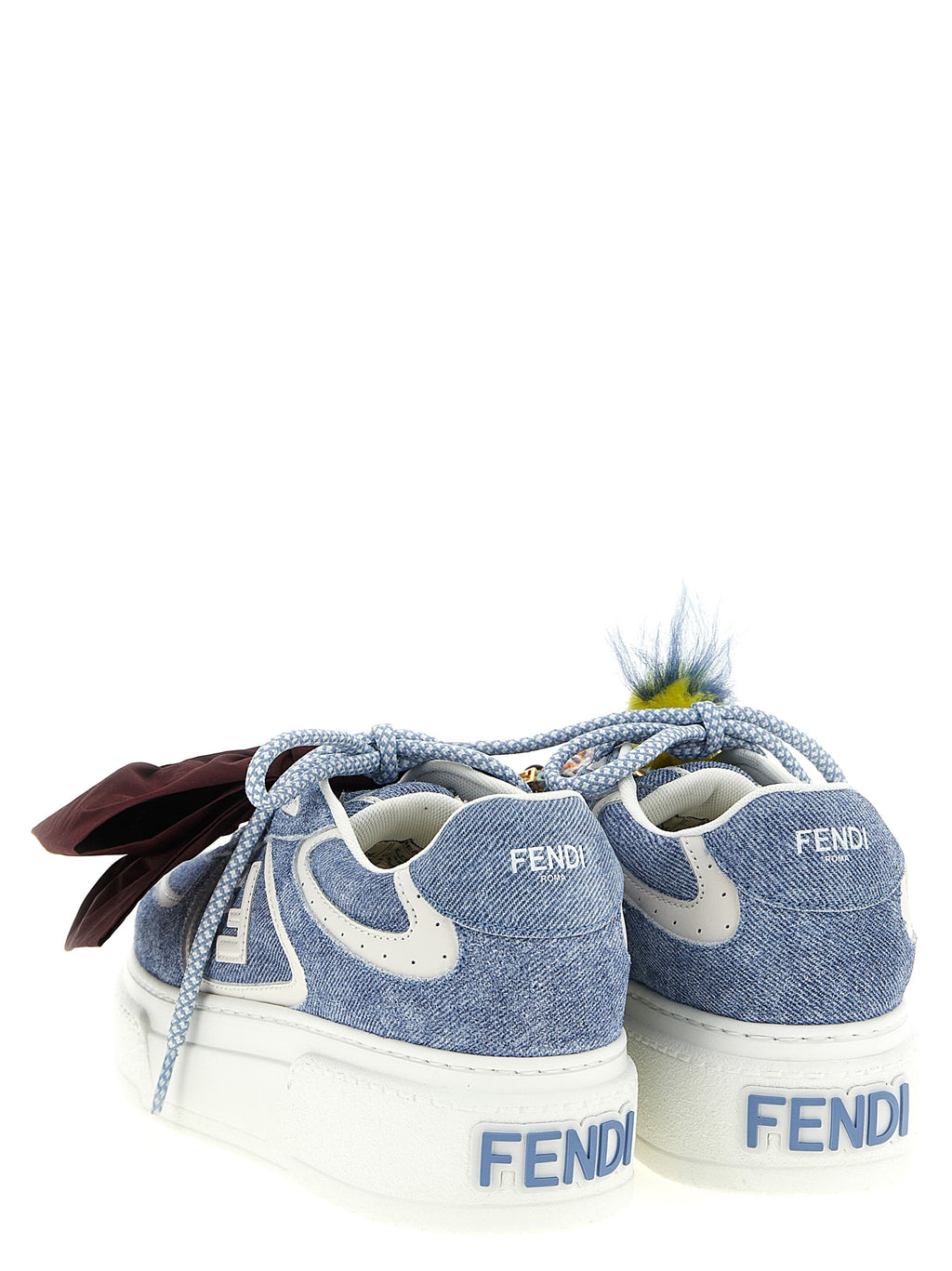 Fendi Women's Blue Calfskin Platform Sneakers
