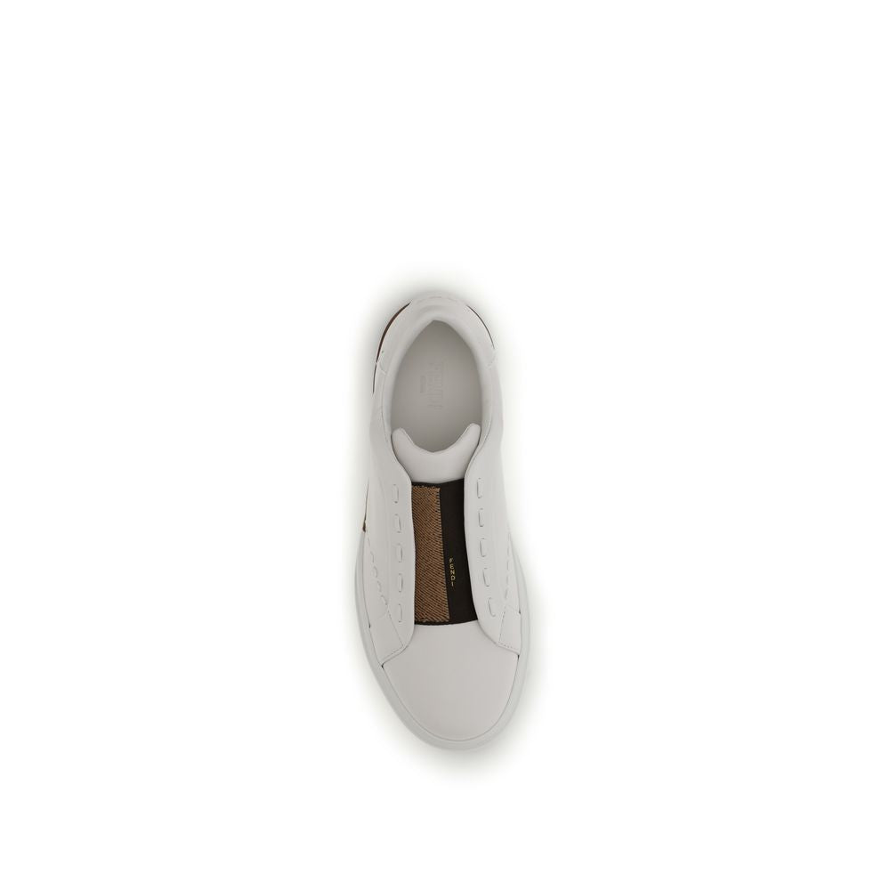 Fendi Men's White Calf Leather Low-Top Sneakers