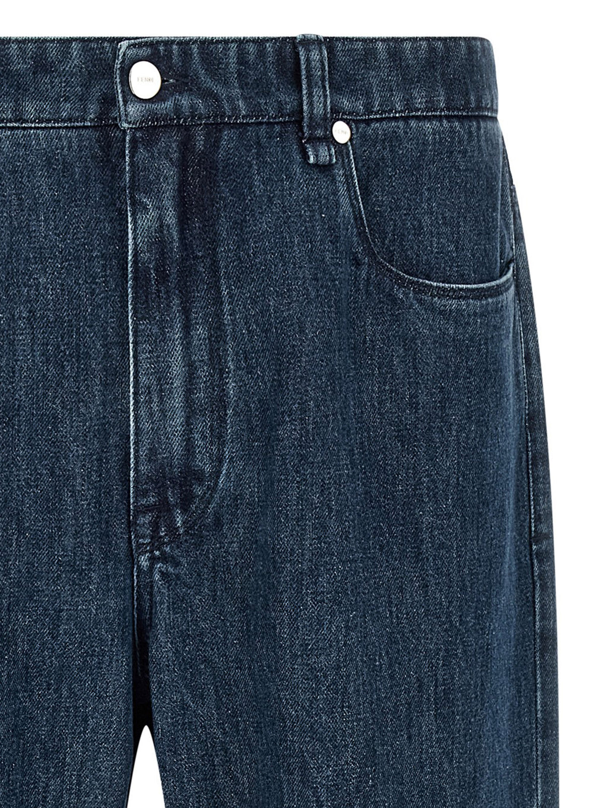 Fendi Men's Blue Cotton Flared Jeans