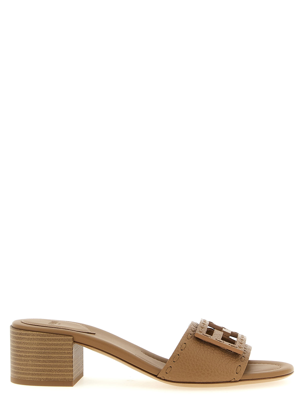 Fendi Women's Beige Calfskin Flat Sandals