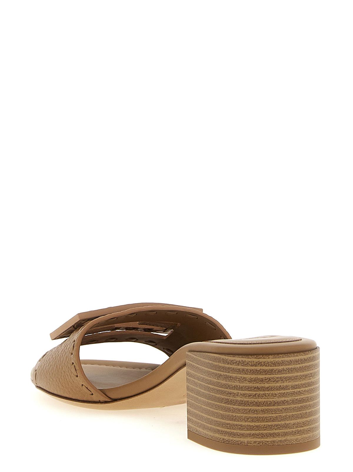 Fendi Women's Beige Calfskin Flat Sandals