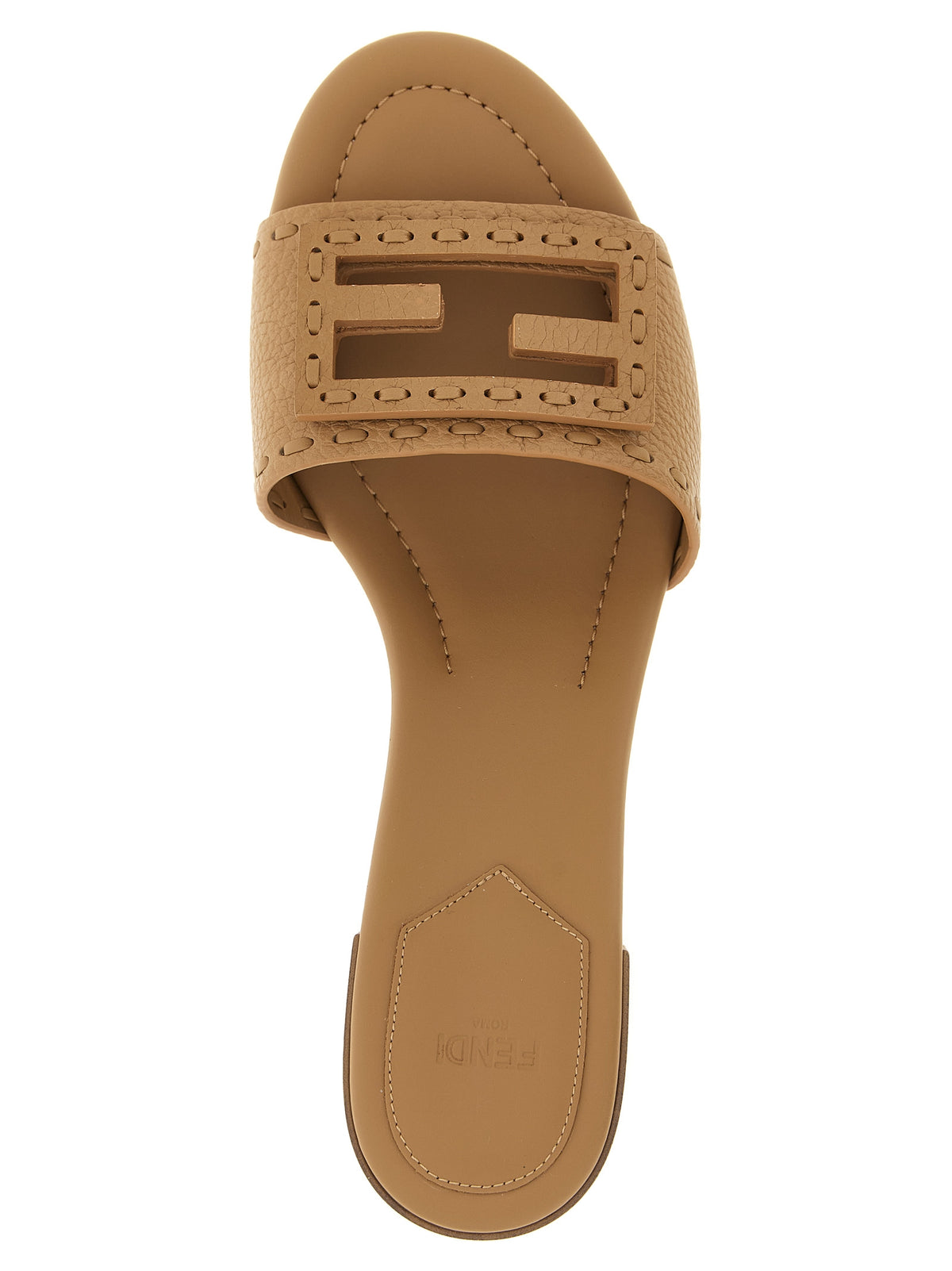 Fendi Women's Beige Calfskin Flat Sandals