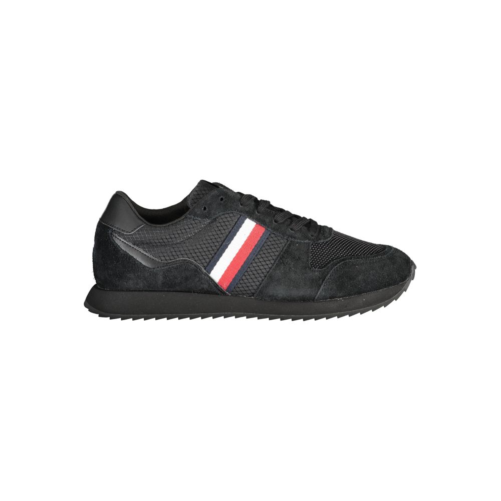 Tommy Hilfiger Men's Black Leather Sneakers
