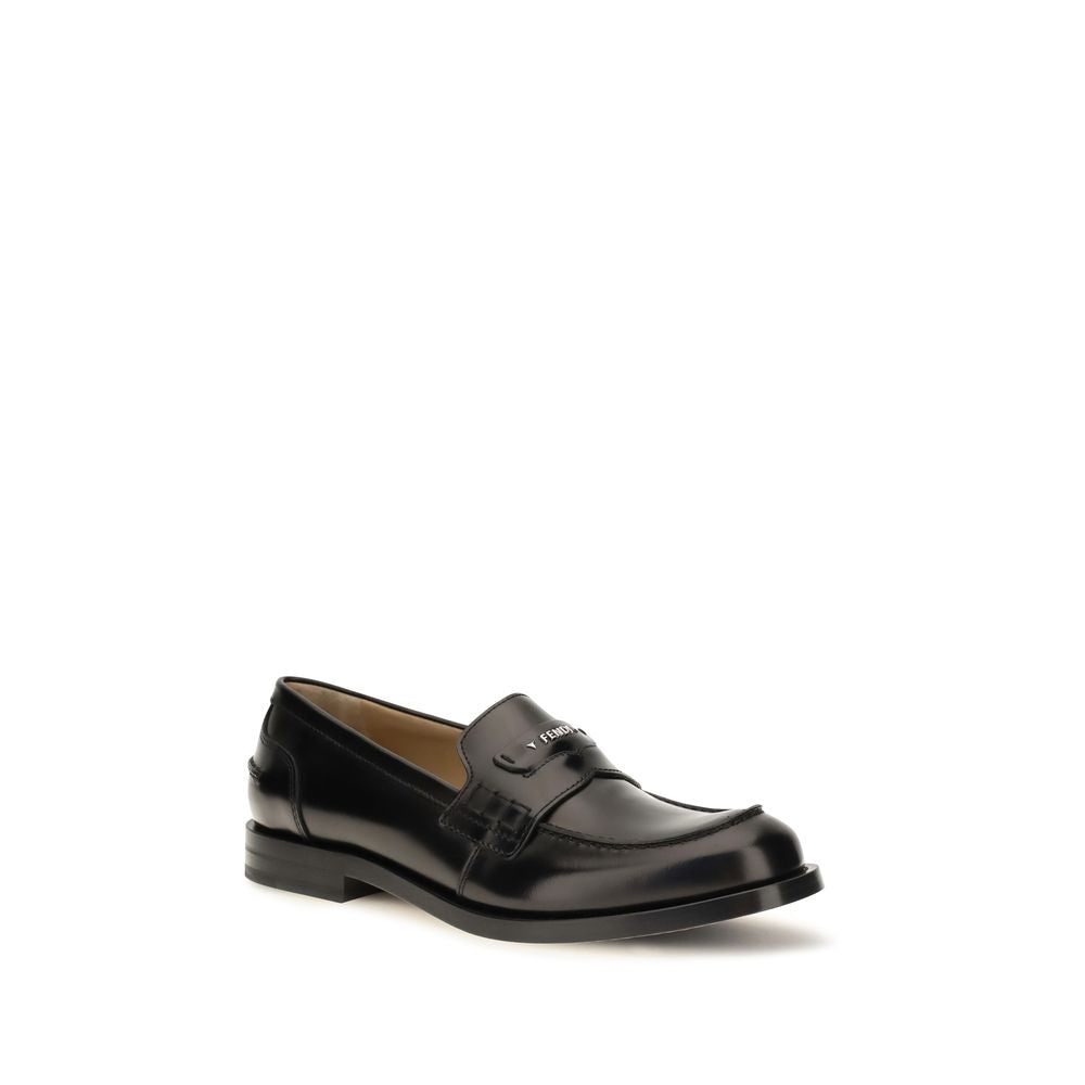 Fendi Men's Black Leather Slip-On Loafers