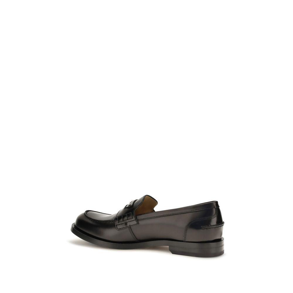 Fendi Men's Black Leather Slip-On Loafers