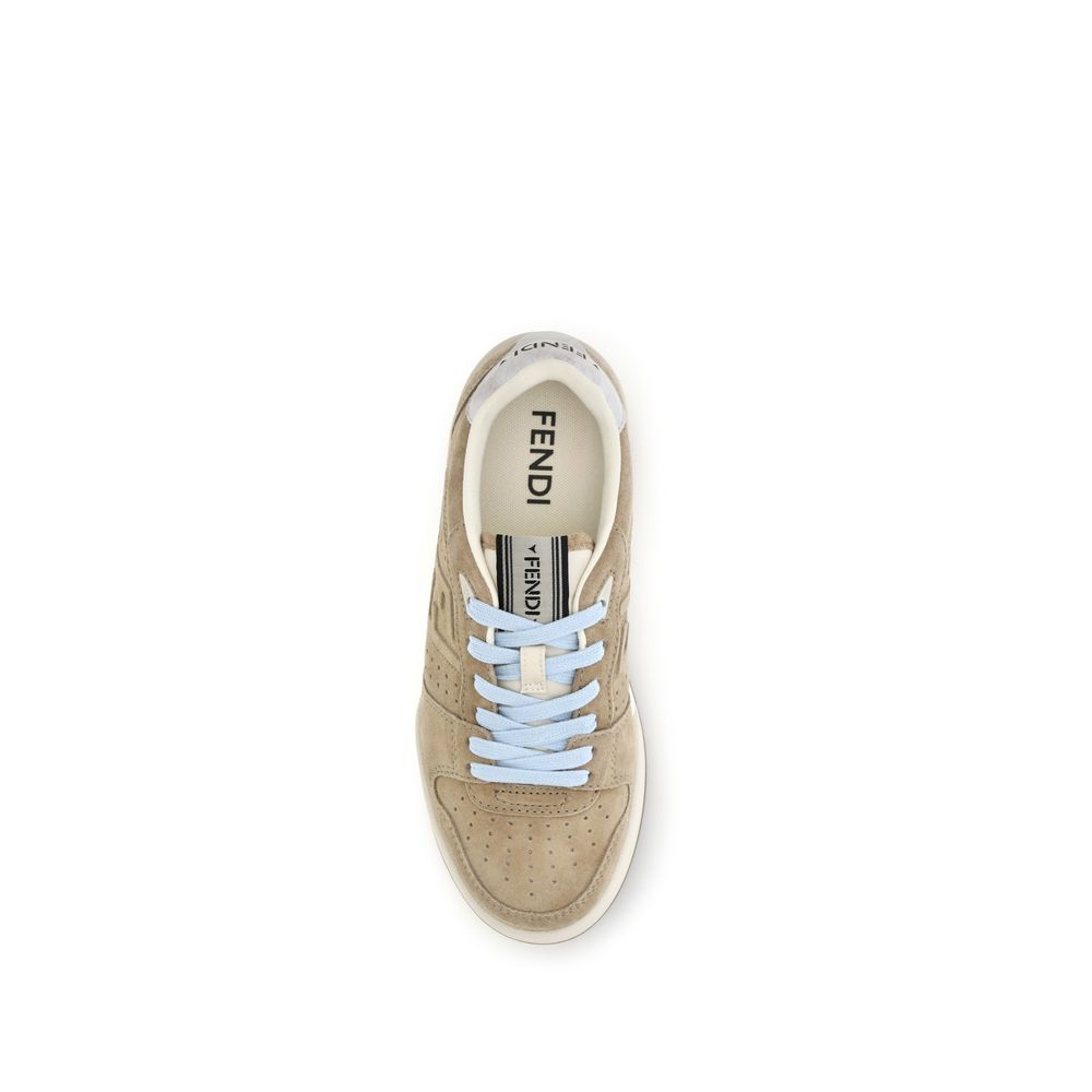 Fendi Women's Beige Leather Low-Top Sneakers