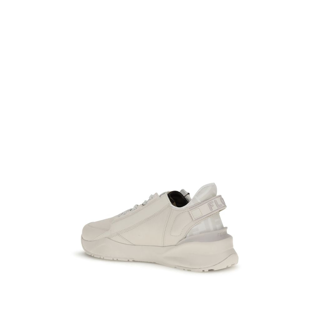 Fendi Women's White Calf Leather Athletic Sneakers