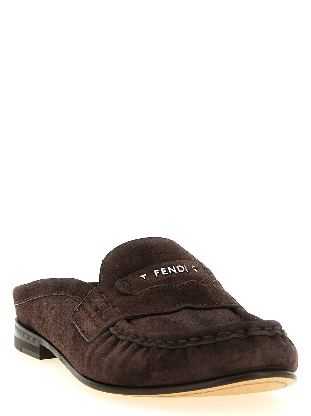 Fendi Women's Brown Calfskin Slip-On Loafers