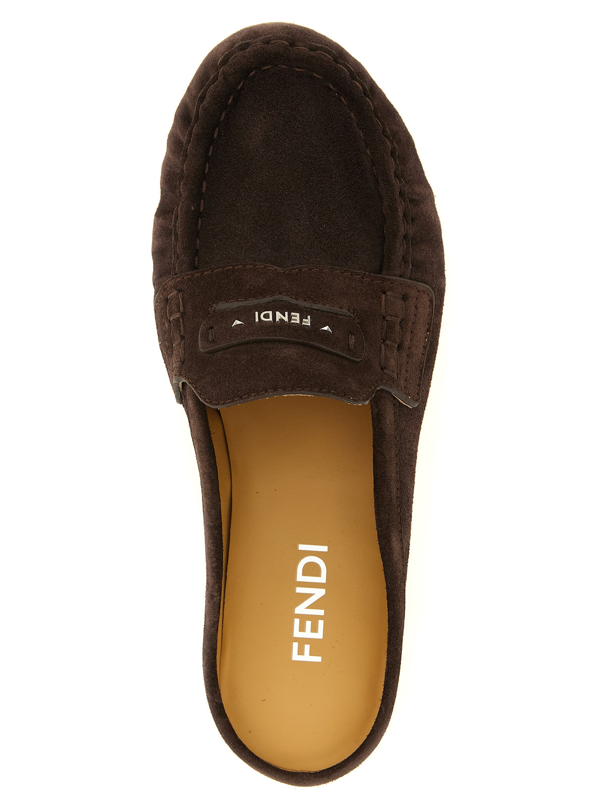 Fendi Women's Brown Calfskin Slip-On Loafers