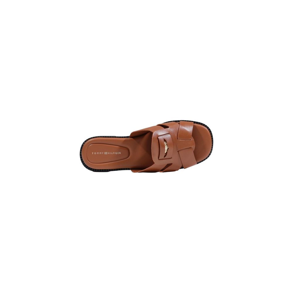 Tommy Hilfiger Women's Brown Leather Flat Sandals
