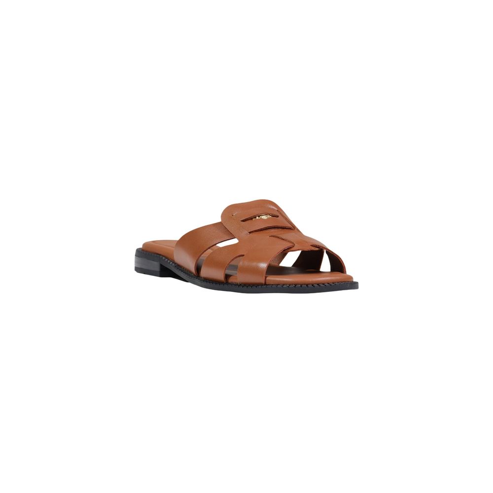 Tommy Hilfiger Women's Brown Leather Flat Sandals