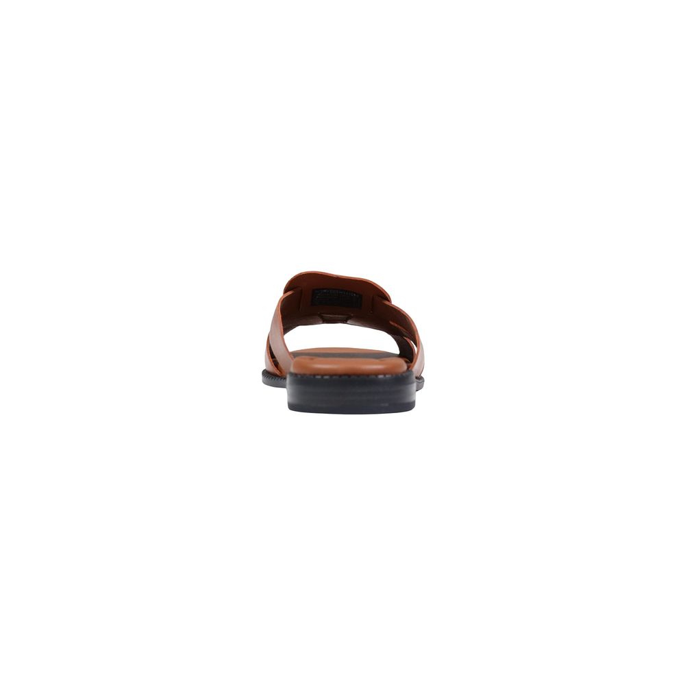 Tommy Hilfiger Women's Brown Leather Flat Sandals