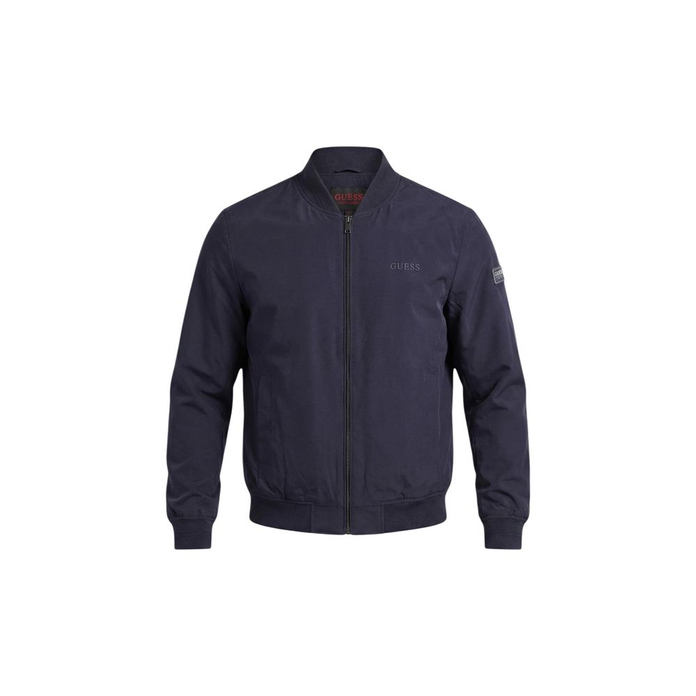 Guess Men's Blue Polyester Bomber Jacket