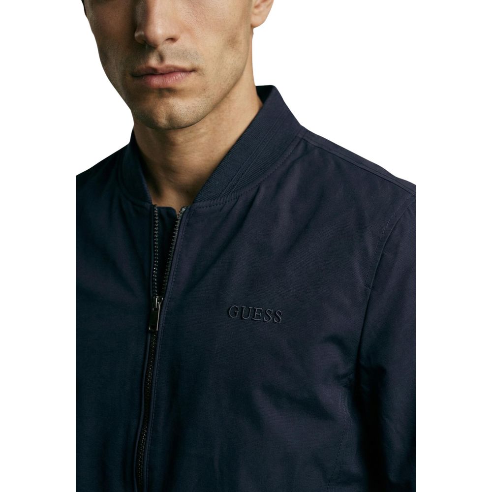 Guess Men's Blue Polyester Bomber Jacket
