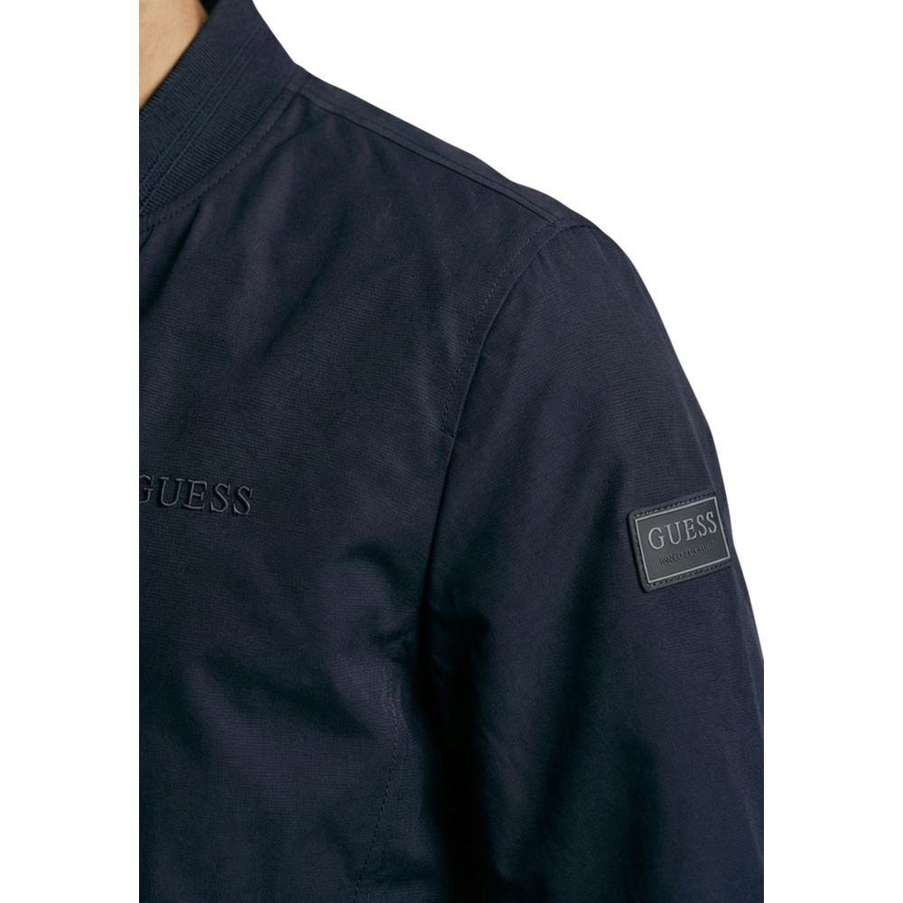 Guess Men's Blue Polyester Bomber Jacket
