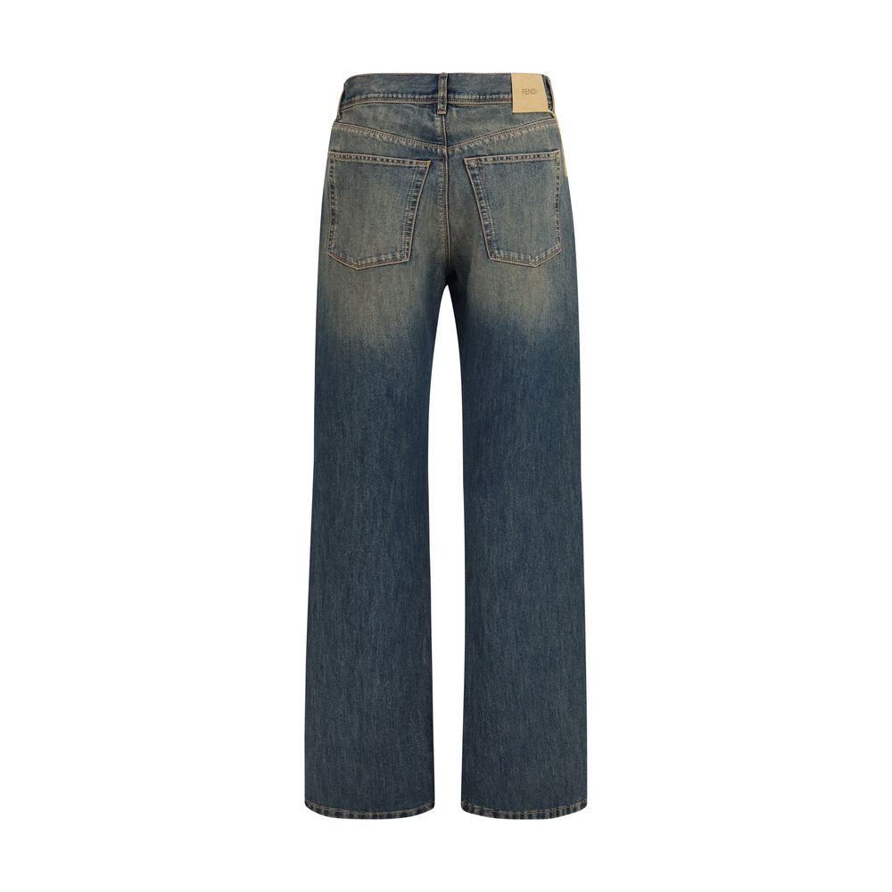 Fendi Women's Blue Cotton Jeans