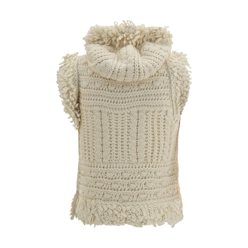 Fendi Women's White Wool Sleeveless Jacket