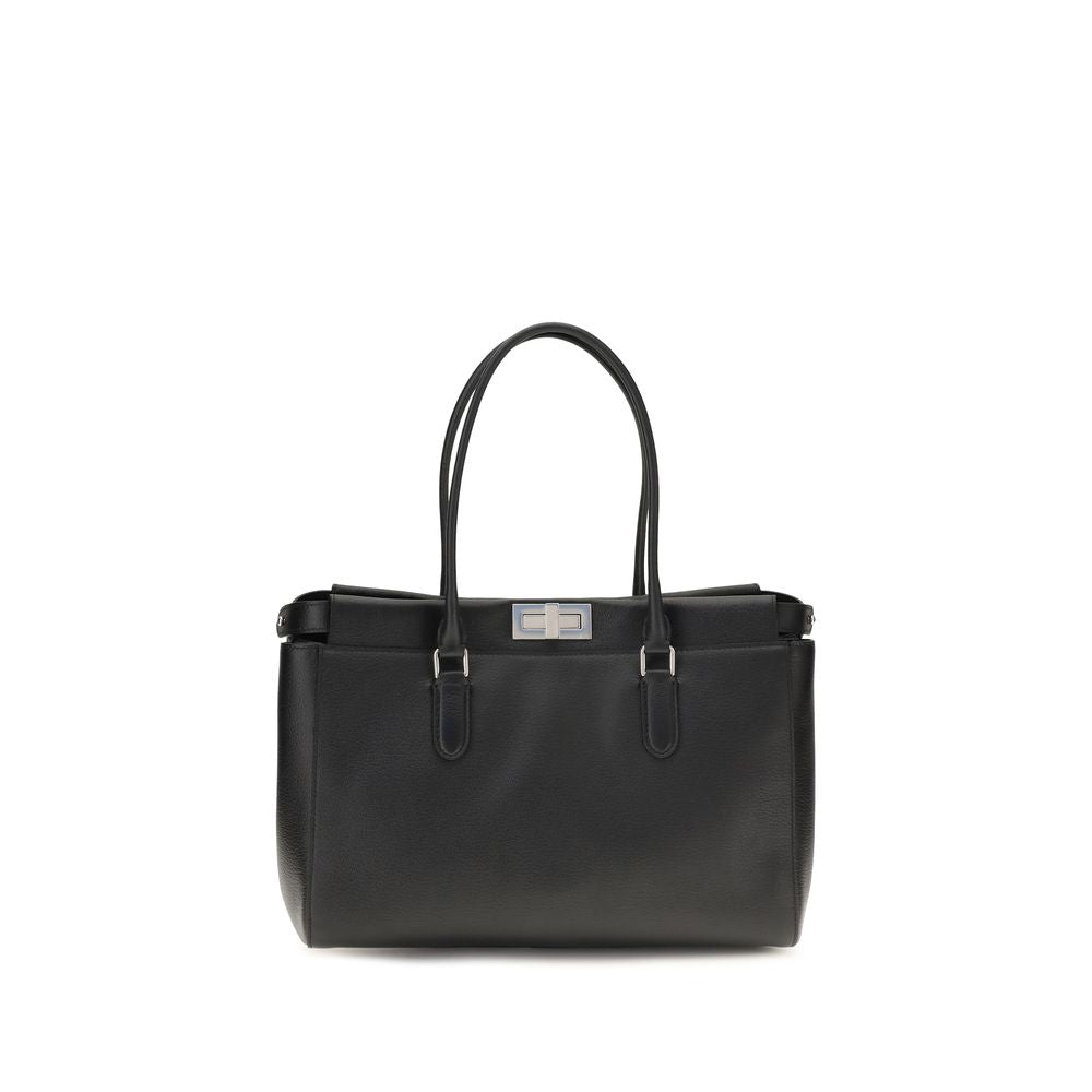 Fendi Tote Women's Black Leather Shoulder Bag
