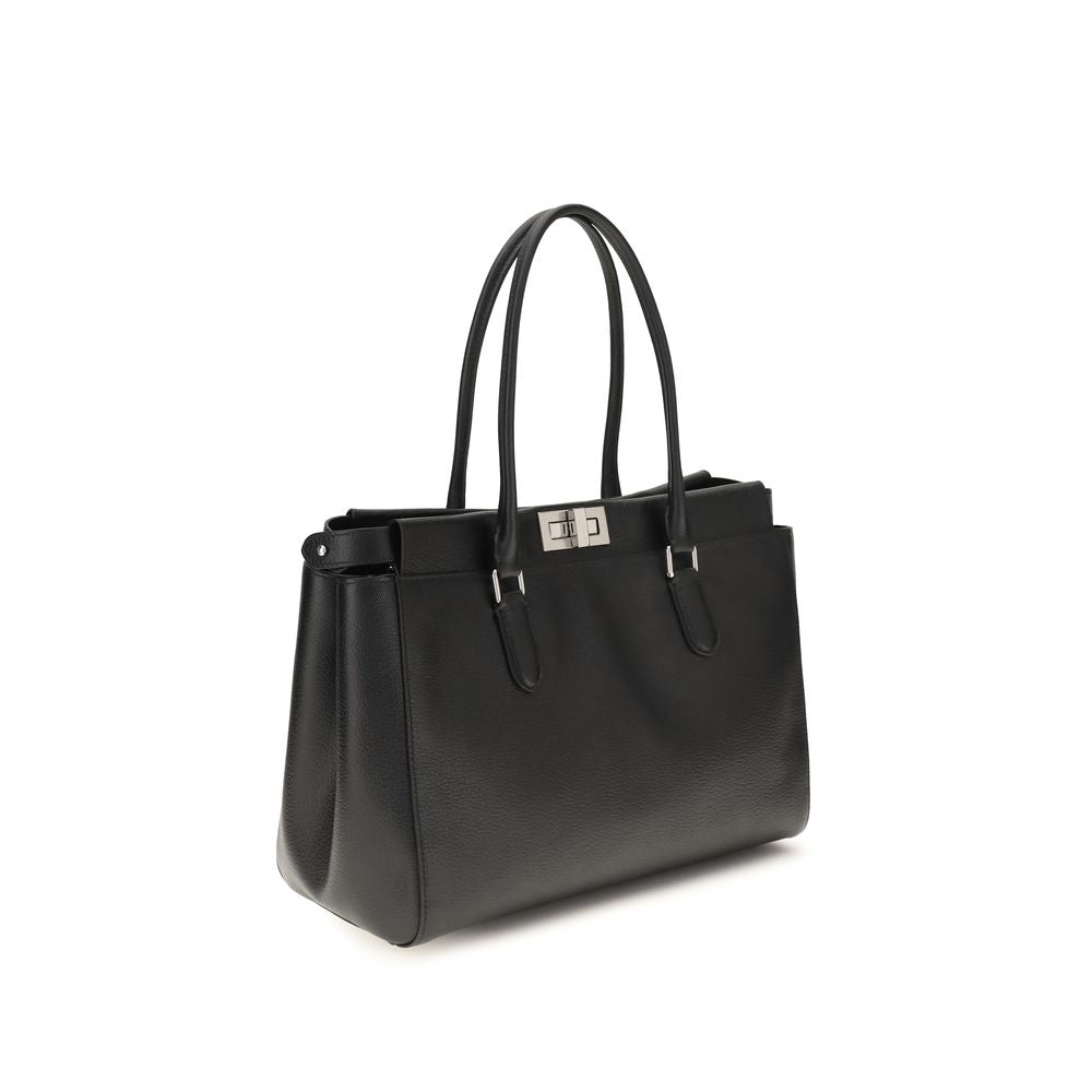 Fendi Tote Women's Black Leather Shoulder Bag