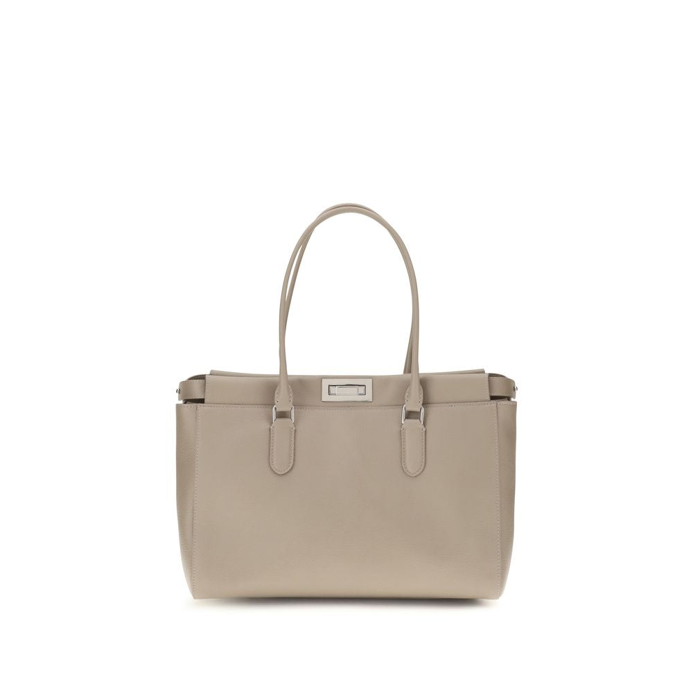 Fendi Tote Women's Beige Leather Shoulder Bag