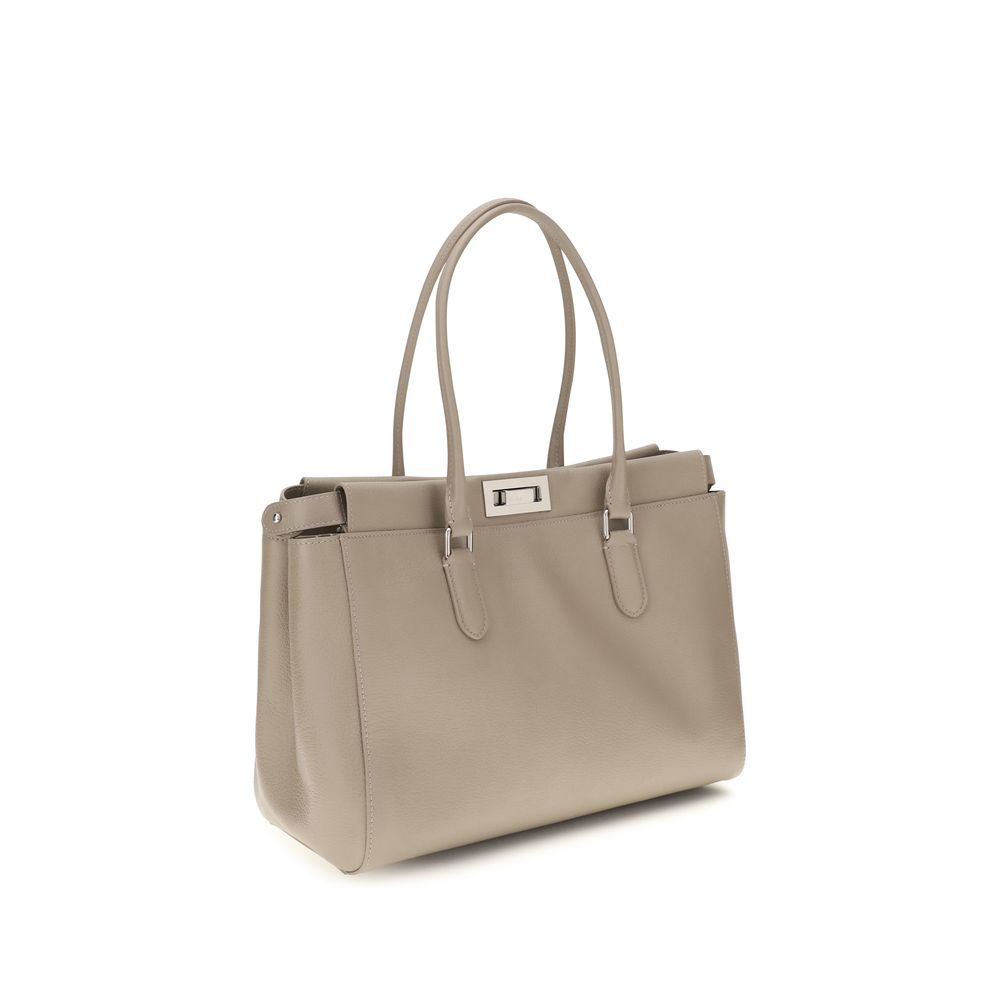 Fendi Tote Women's Beige Leather Shoulder Bag