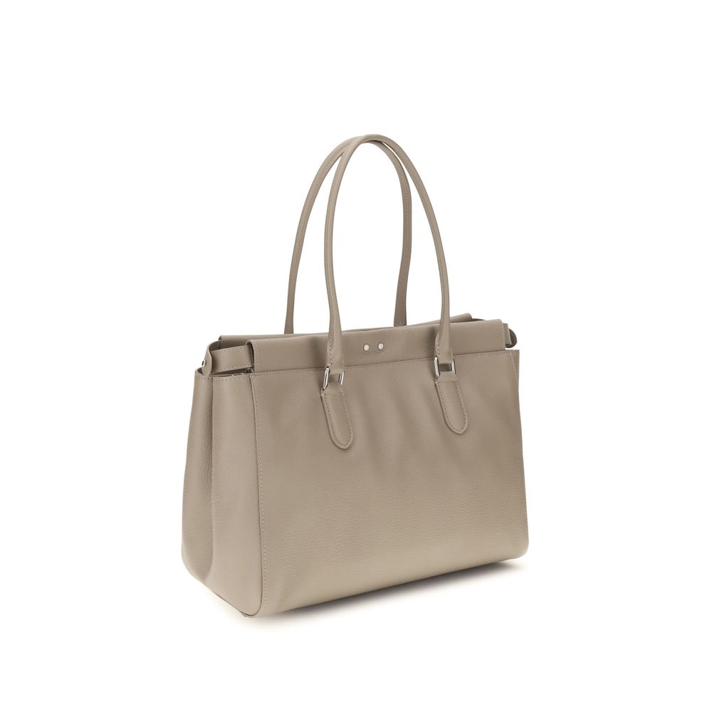 Fendi Tote Women's Beige Leather Shoulder Bag